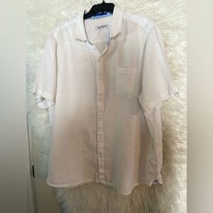 Tommy Bahama Men’s 100% Linen Short Sleeve Button Down White Shirt. Size XXL